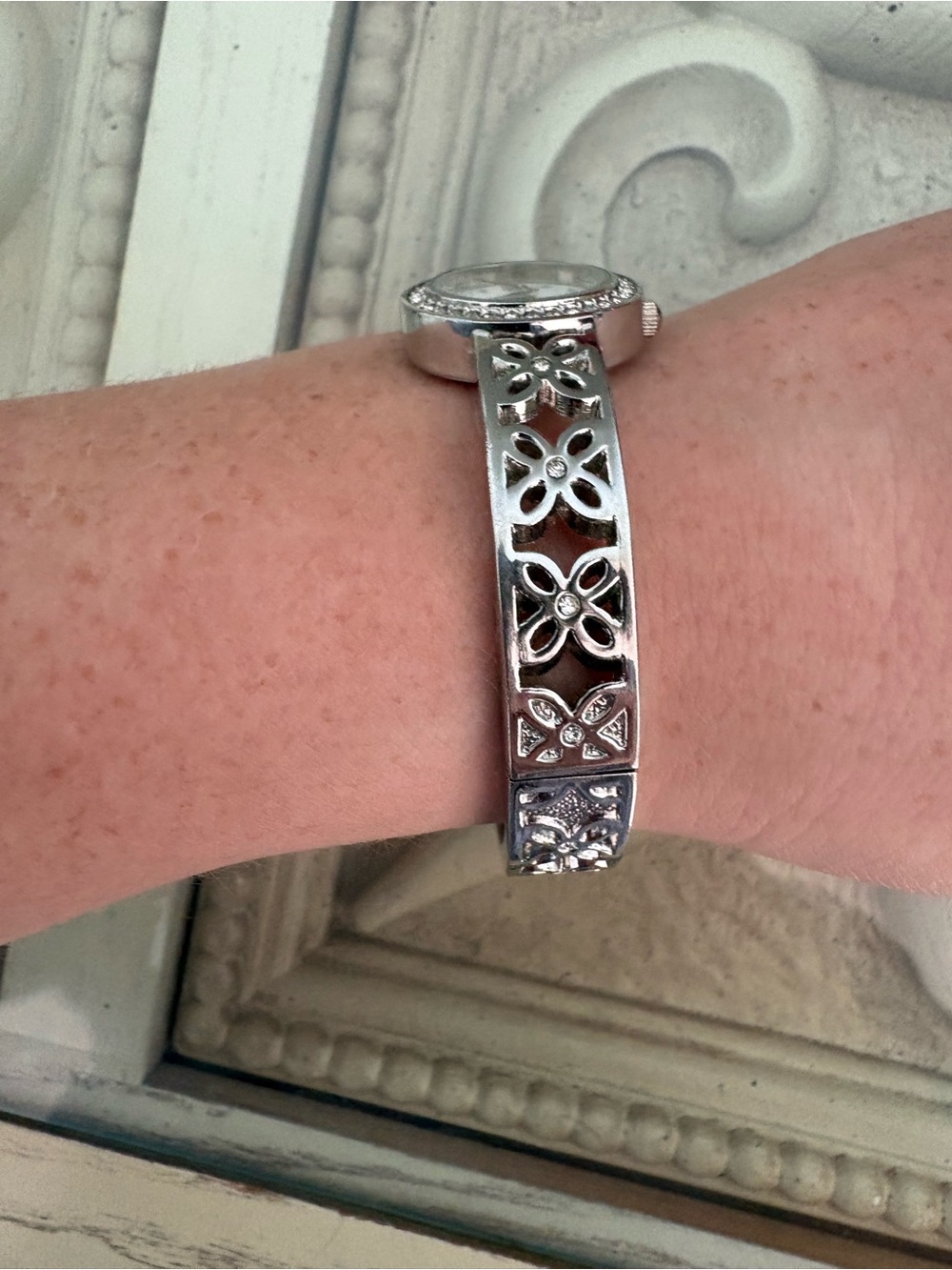 Silver Crystal-Accent Women's Bracelet Watch - Picture 2 of 4